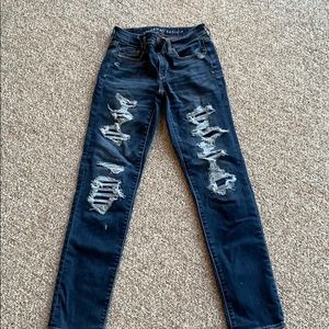 American Eagle dark ripped jeans